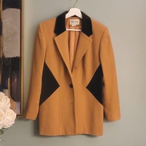 Urban Wool 100% Merino Wool Jacket - Camel and brown velvet blazer